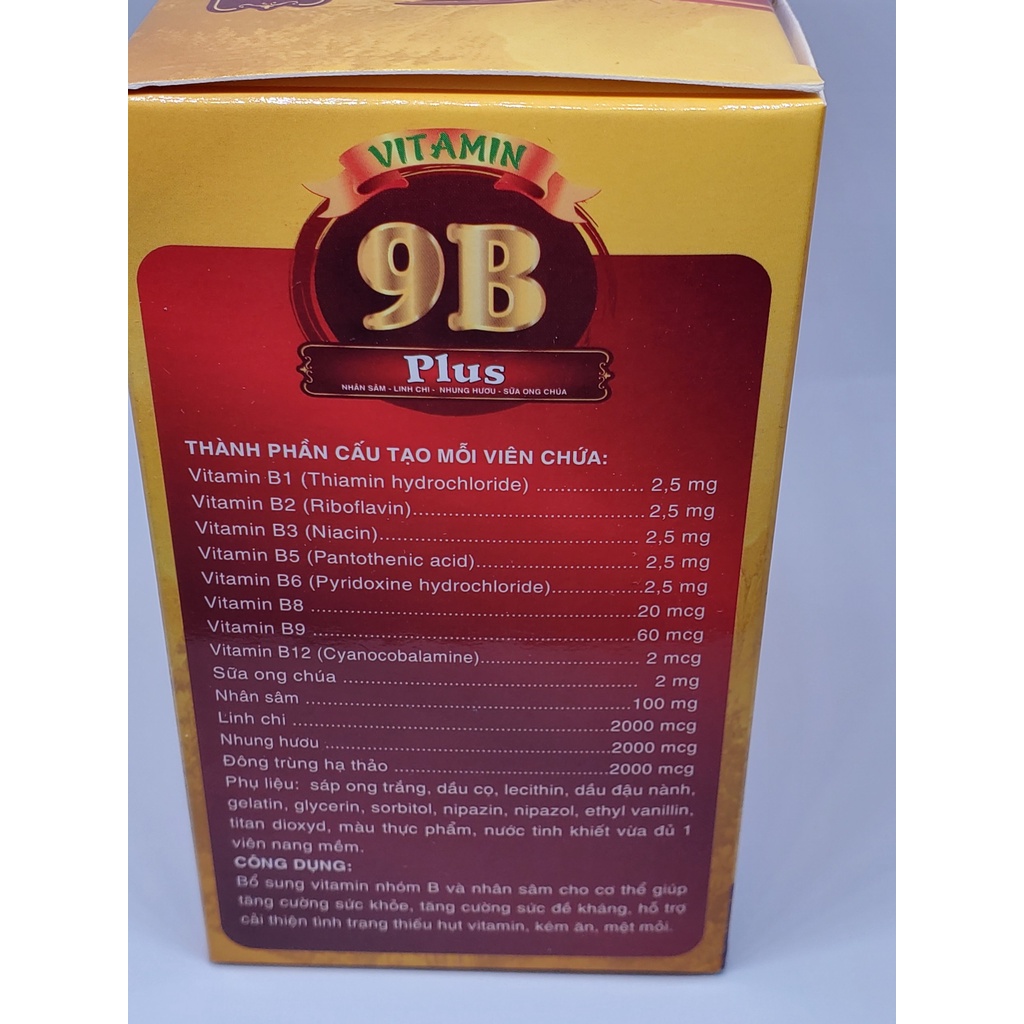 VITAMIN 9 B PLUS - TĂNG ĐỀ KHÁNG VÀ MIỄN DỊCH  - Vitamin B, Ginseng, Linh chi, Đông trùng, Nhung hươu