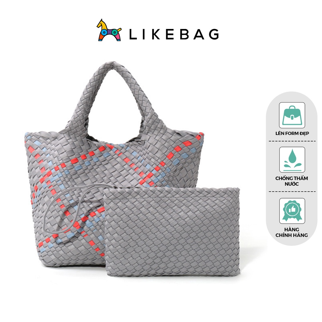 Túi xách đeo vai nữ kèm ví mini LIKEBAG đan tay họa tiết caro thời trang 201006 - LIBAGI