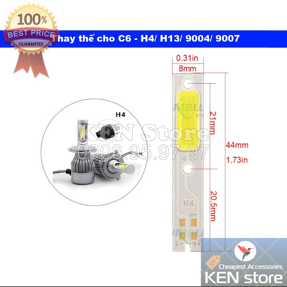 Bóng led, chip led, nhân led COB thay thế cho bóng led C6 S2 15W