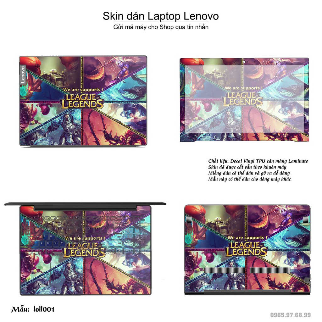 Skin dán Laptop Lenovo in hình Liên Minh Huyền Thoại (inbox mã máy cho Shop)