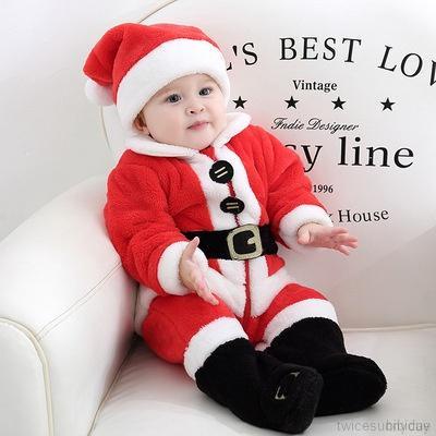 Set 4 món đồ hóa trang ông già Noel gồm áo khoác + mũ + giày + quần dài cho bé 3-18 tháng tuổi