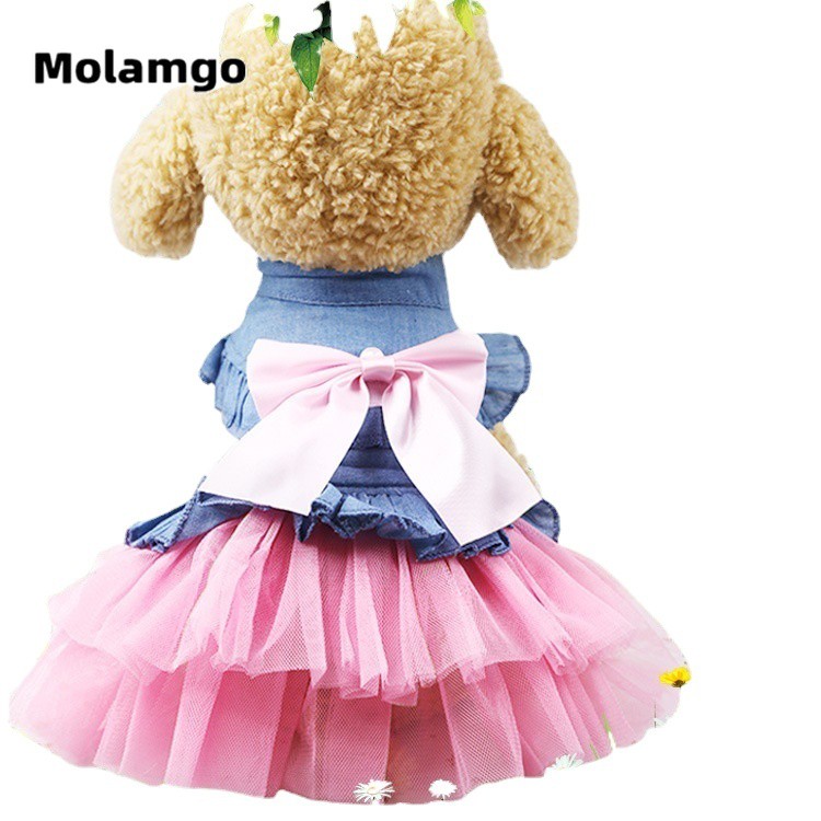 Đầm Vải Tuyn Phối Hoa Hồng Thời Trang Mùa Hè Cho Thú Cưng Cỡ Nhỏ XS-2XL