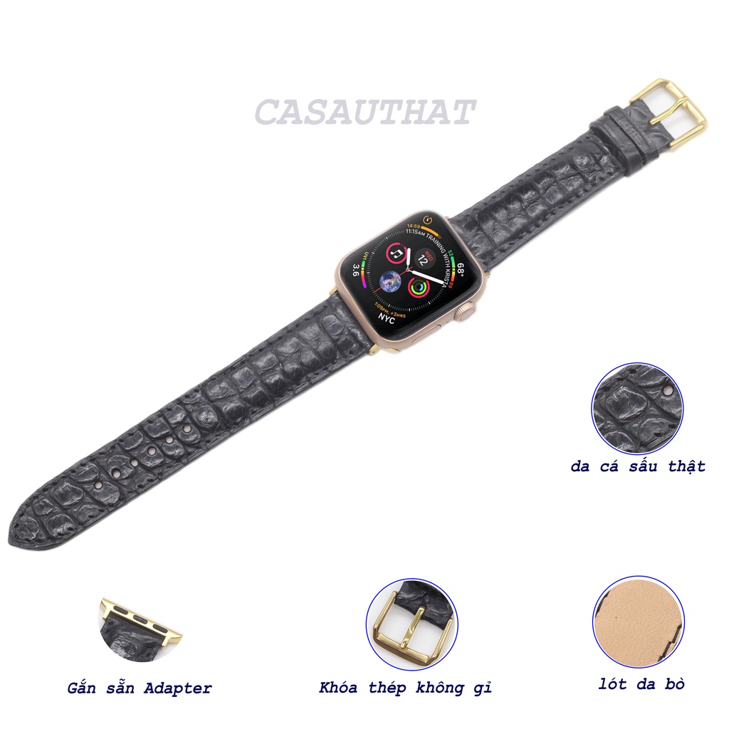 Dây Đeo Thay Thế  Apple Watch, Dây Đeo Apple Watch Da Cá Sấu Thủ Công Cao Cấp Phù Hợp Với Các Dòng Series 2,3,4,5,6,7,SE