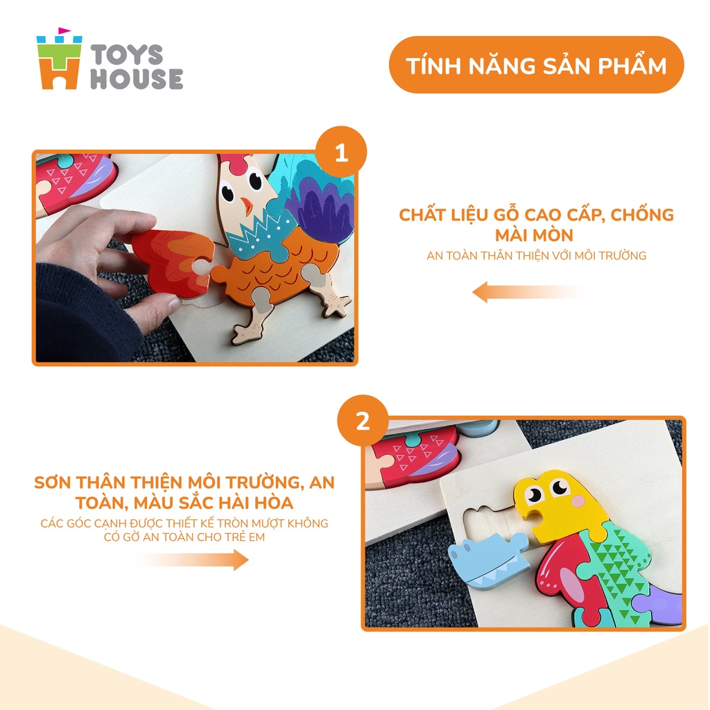 Đồ chơi ghép hình gỗ 3D thông minh Toyshouse - hàng chính hãng