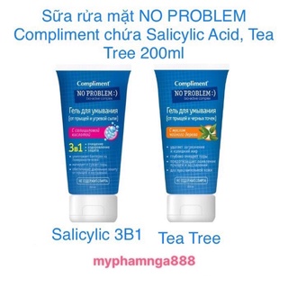 Gel- Sữa rửa mặt Compliment No Problem giảm viêm, mụn không làm khô da 200ml