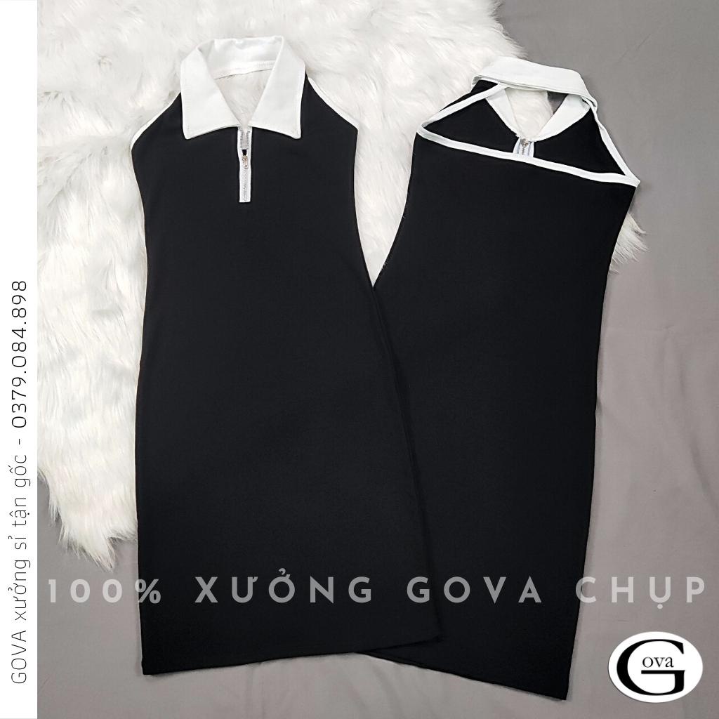 Đầm Váy Body  CỔ YẾM DÂY KÉO Thun Borip Kiểu Sexy Nữ, Đầm Thun Ôm Body Đẹp Gợi Cảm GOVA