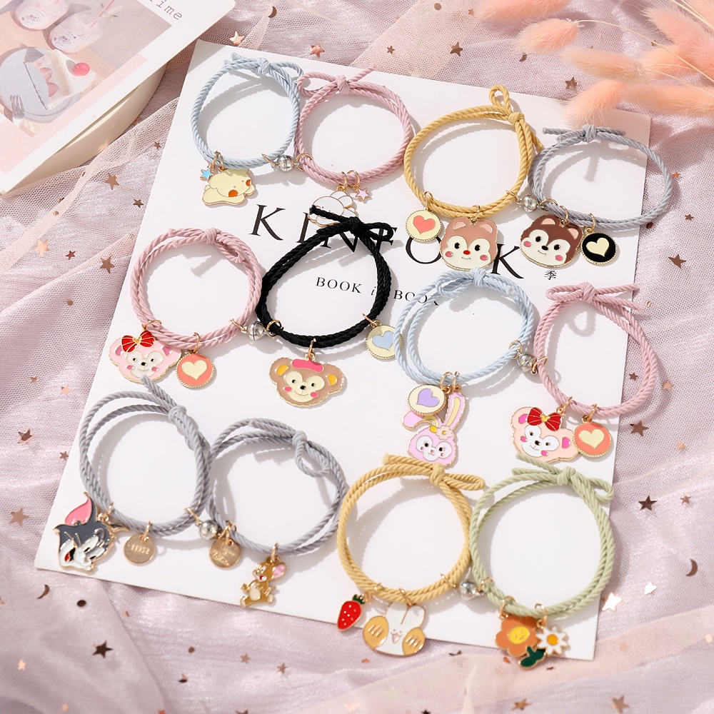 Set 2 vòng tay thời trang hàn quốc cho cặp đôi kiêm thun cột tóc