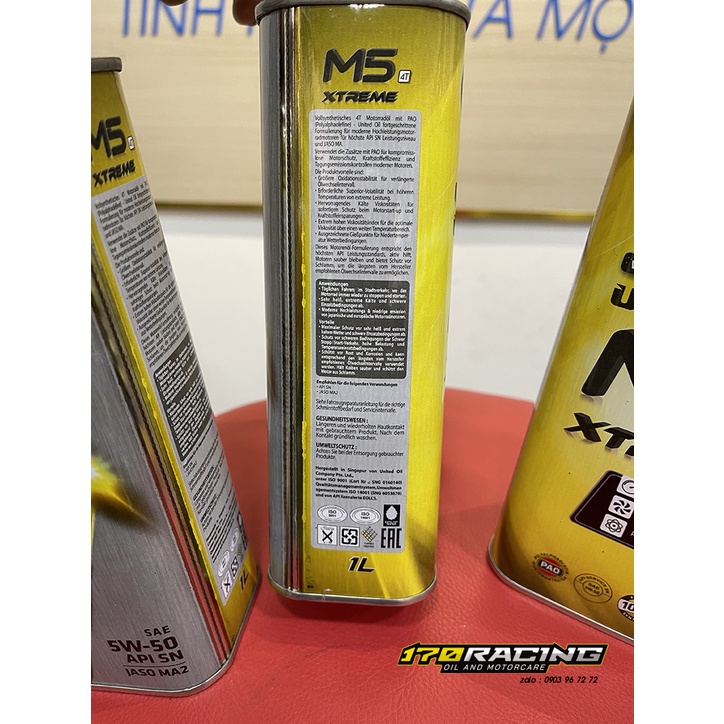 (HCM) Nhớt Xe Máy UNITED OIL M5 XTREME 4T SAE 5W50  100% FULLY SYNTHETIC Dung Tích 1000 ML
