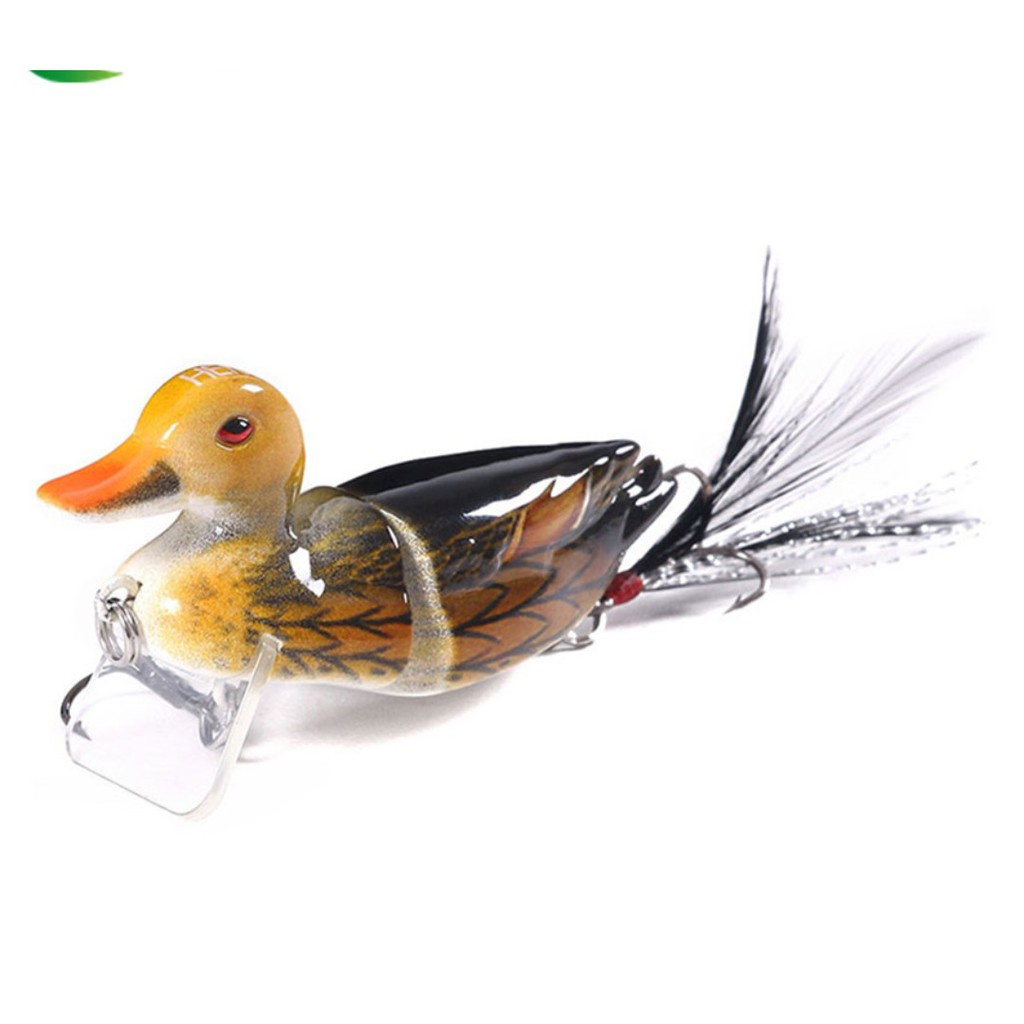 Mồi câu lure hình con vịt 2 khúc 3D đuôi lông
