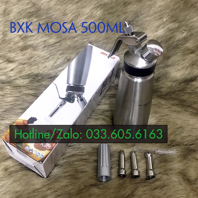 Bình xịt kem tươi Mosa 1L chất liệu Inox - Bình xịt kem tươi Mosa 500ml chất liệu Inox - Dụng cụ pha chế TV