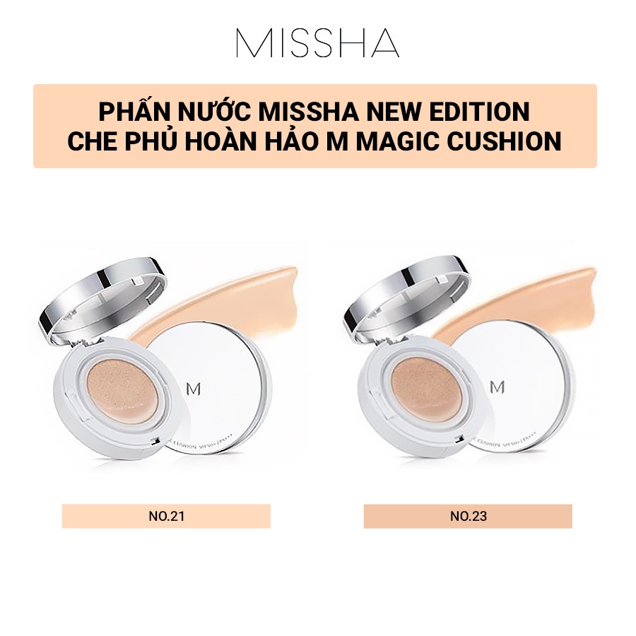 Phấn nước Missha M Magic Cushion SPF50+ PA+++ 15g Che Khuyết Điểm Hoàn Hảo, Kiềm Dầu - Hoa Ban Cosmetic