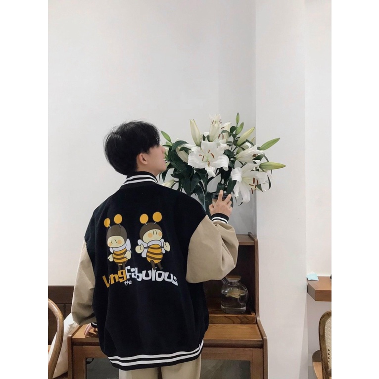 Áo Khoác Nhung Logo In Con Ong Kiểu Dáng Bomber Cực Đẹp TP569 [NewUnisex]