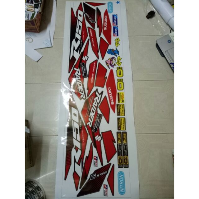 Tem xe Raider fi 2018- Raider R150 dán xe đen tem màu đỏ