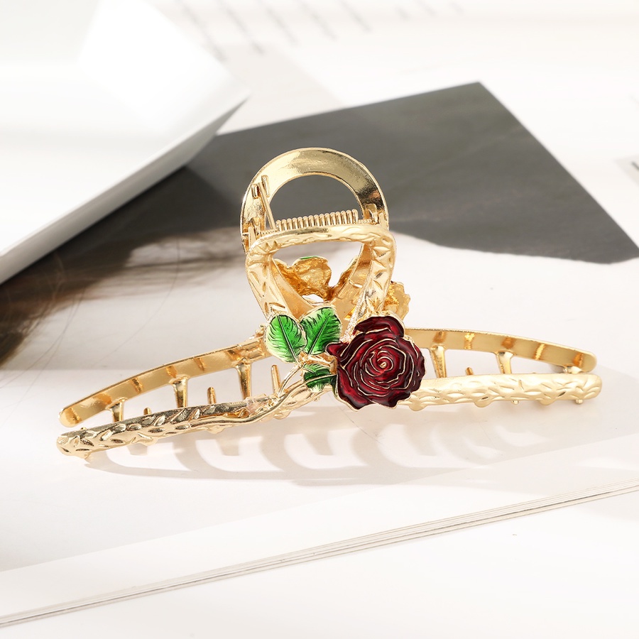 Kẹp Tóc Móng Vuốt Lớn Bằng Hợp Kim Hình Hoa Màu Vàng Thời Trang Hàn Quốc Cho Nữ
