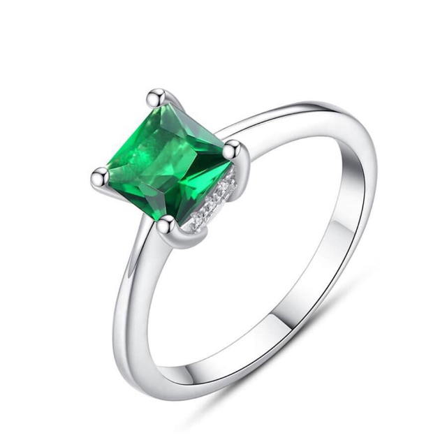 Nhẫn bạc nữ đẹp, đơn giản giá rẻ đính đá xanh N1463- Trang Sức Bảo Ngọc Jewelry N1463