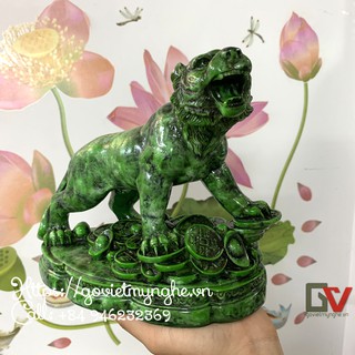 [Tượng Hổ] Tượng đá con Hổ trang trí phong thủy tài lộc - Màu xanh lục bích - Chiều Cao 18cm