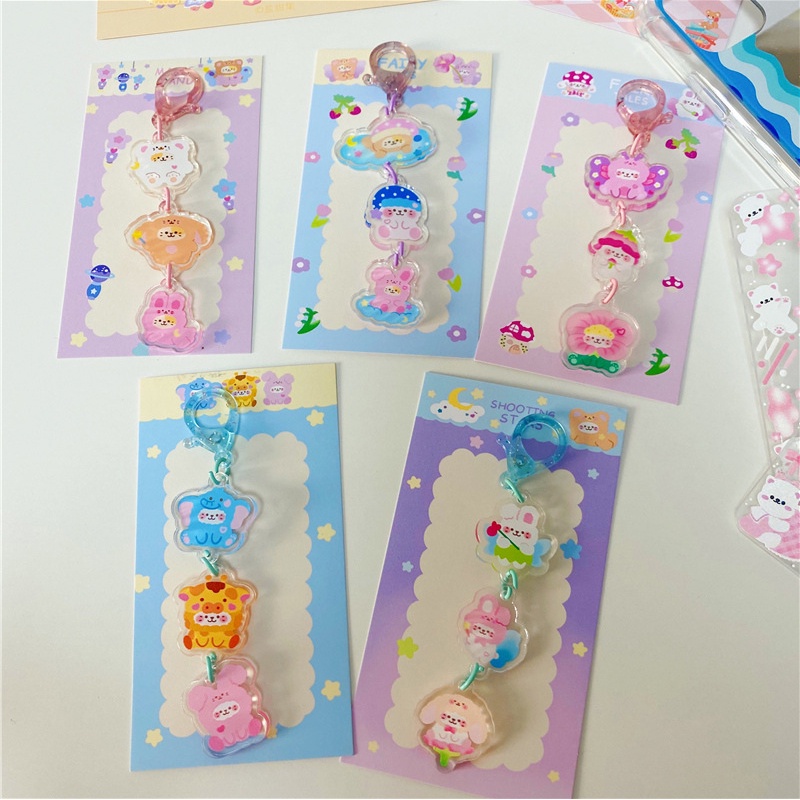 Móc Khóa acrylic Hình Cuốn Sách/Gấu Phong Cách Hàn Quốc