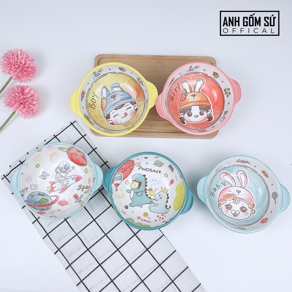 Bát ăn dặm cho bé có quai cầm, hình thú cực kỳ đáng yêu
