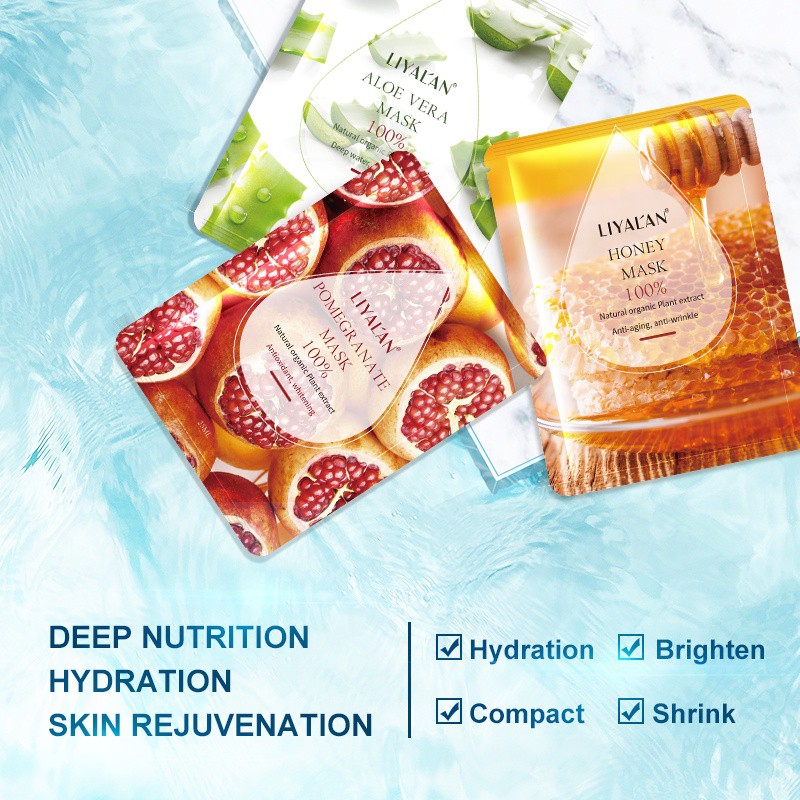 LIYAL'AN Organic Hydrating Natural Facial Sheet Mask  Whitening 10pcs