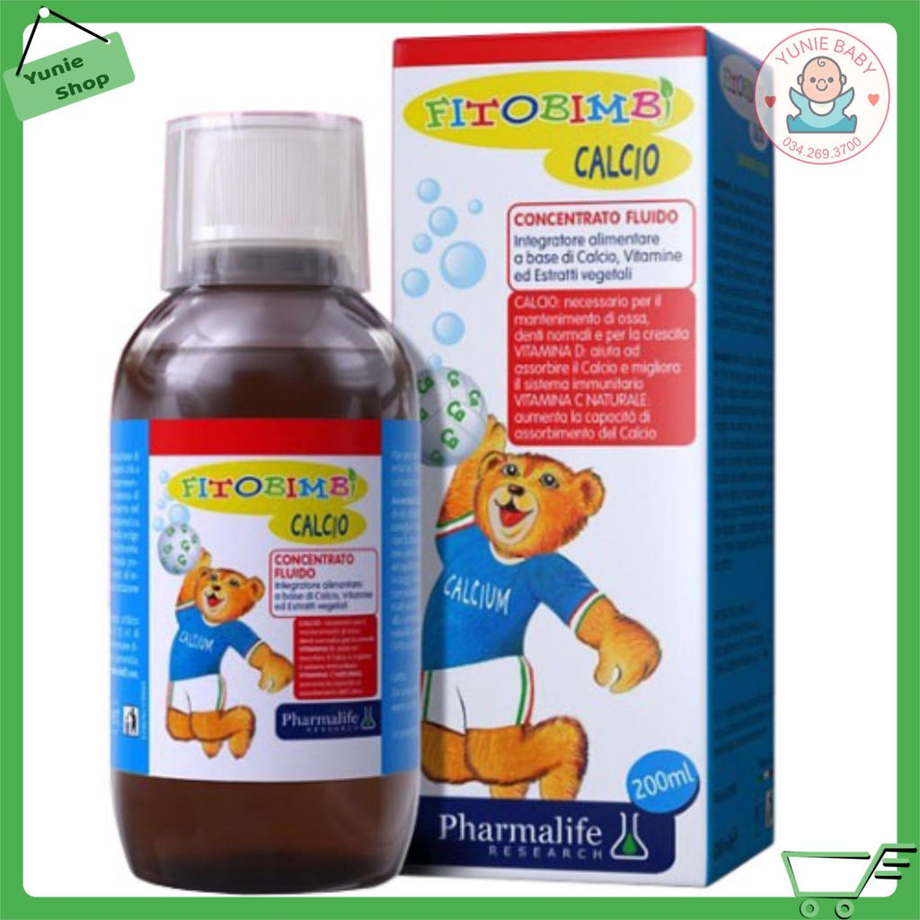 Fitobimbi Calcio - Bổ sung canxi và Vitamin D, Giúp phát triển chiều cao tối đa cho trẻ (Chai 200ml)