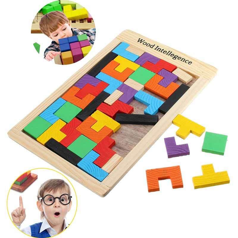 Bảng Ghép Gạch Wood Intelegence- Đồ Chơi Ghép Hình Tetris Montessori Phát Triển Tư Duy