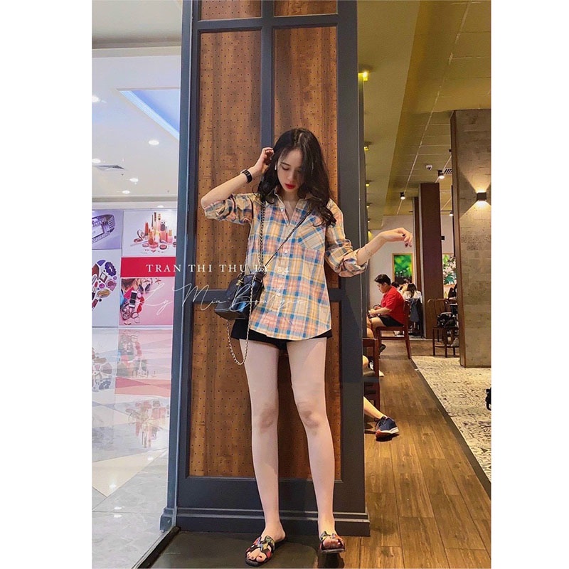 Áo Sơ Mi Nữ Caro Dài Tay Phong Cách Hàn Quốc M0109-Violet