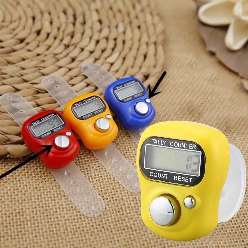 1 Máy Đếm Vòng Đeo Ngón Tay Điện Tử Chất Liệu ABS Màu Sắc Ngẫu Nhiên Đa Năng Kèm Dây Đeo