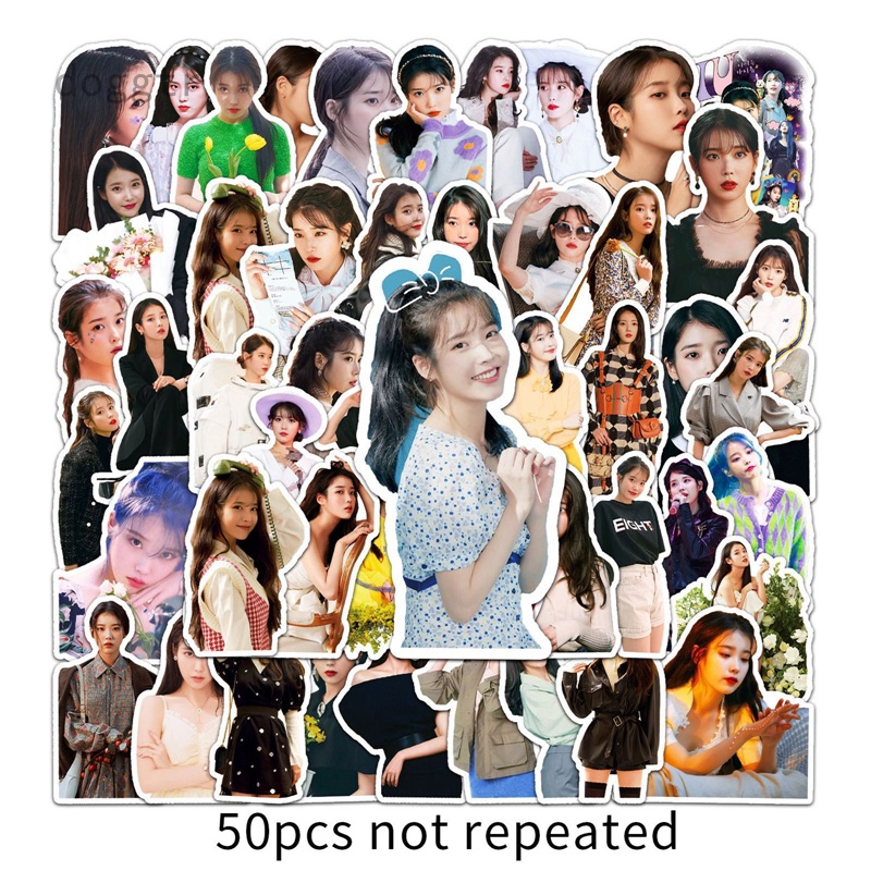 Bộ 50 Sticker IU Chống Thấm Nước Hình Kpop Dùng Dán Trên Ván Trượt, Laptop, Notebook