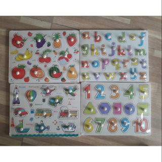 Combo 10 bộ Bảng Gỗ Ghép Hình Có Núm