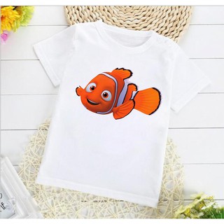 Áo thun trẻ em vải cotton dành cho bé gái/trai 12-38kg hoạt hình Disney Finding Nemo mã 2020B234
