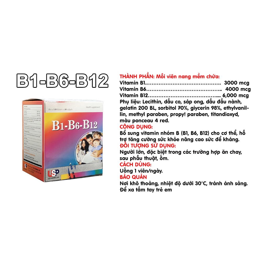 Vitamin B1-B6-B12, hỗ trợ tăng cường sức khỏe,nâng cao sức đề kháng,đặc biệt tốt cho người ăn chay, sau phẫu thuật | Thế Giới Skin Care