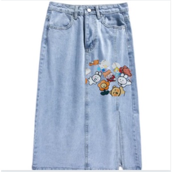 Chân váy jean dáng dài xẻ tà midi chữ a phong cách ulzzang Hàn quốc 2021 YCv30 | BigBuy360 - bigbuy360.vn