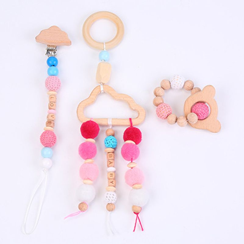 Bộ 3 Món Vòng Đeo Tay / Núm Vú Giả / Kẹp Núm Vú Giả Gặm Nướu Cho