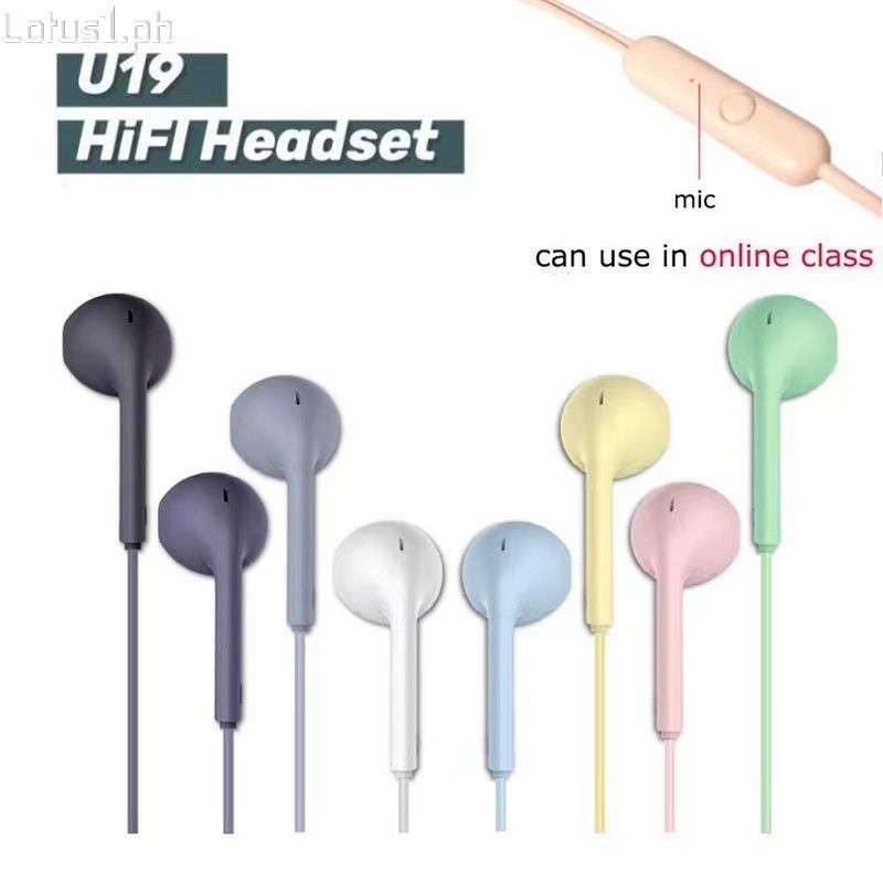 U19 Có Dây Tai Nghe với Tiếng Ồn-hủy bỏ Micro 3.5mm Macaron Phim Hoạt Hình Dễ Thương Earbuds 【lotus.fr】