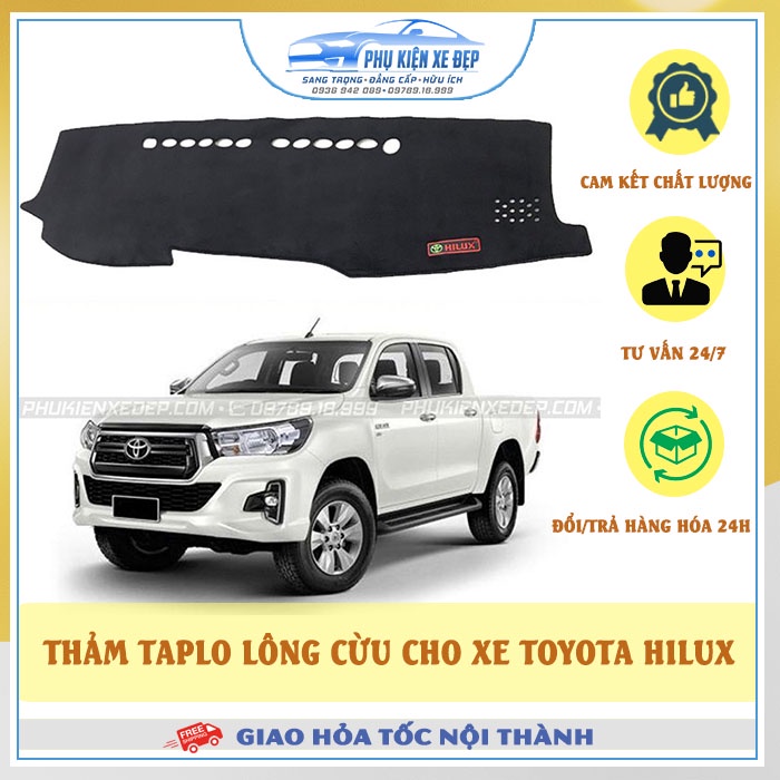 Thảm taplo ô tô lông cừu HÀNG LOẠI I xe Toyota Hilux [ MỚI NHẤT]  chống nóng có 3 lớp chống Trượt