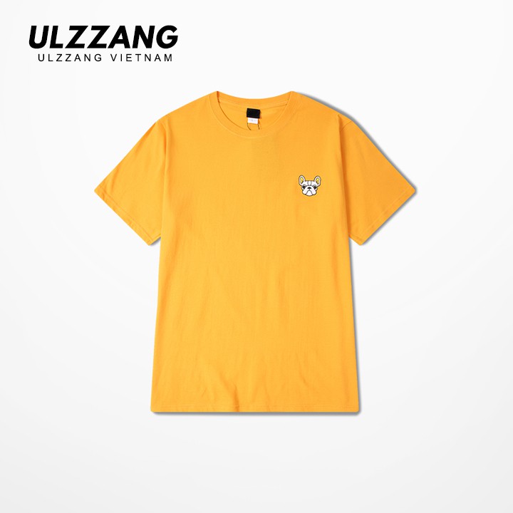 Áo thun tay lỡ ULZZANG 100% cotton dáng unisex form rộng in hình chó pug trên ngực