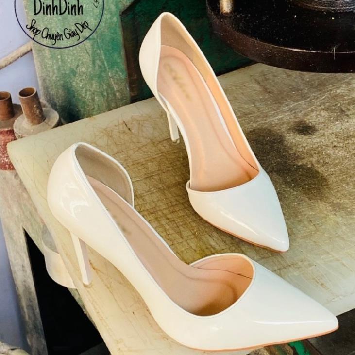 Giày Cao Gót , Giày Công Sở , Giày Nữ Bít Mũi ,Hở Eo Si Bóng ,Đế Pháp Đỏ ,Hàng VNXK Cao 9cm DDC35-9 Ltu