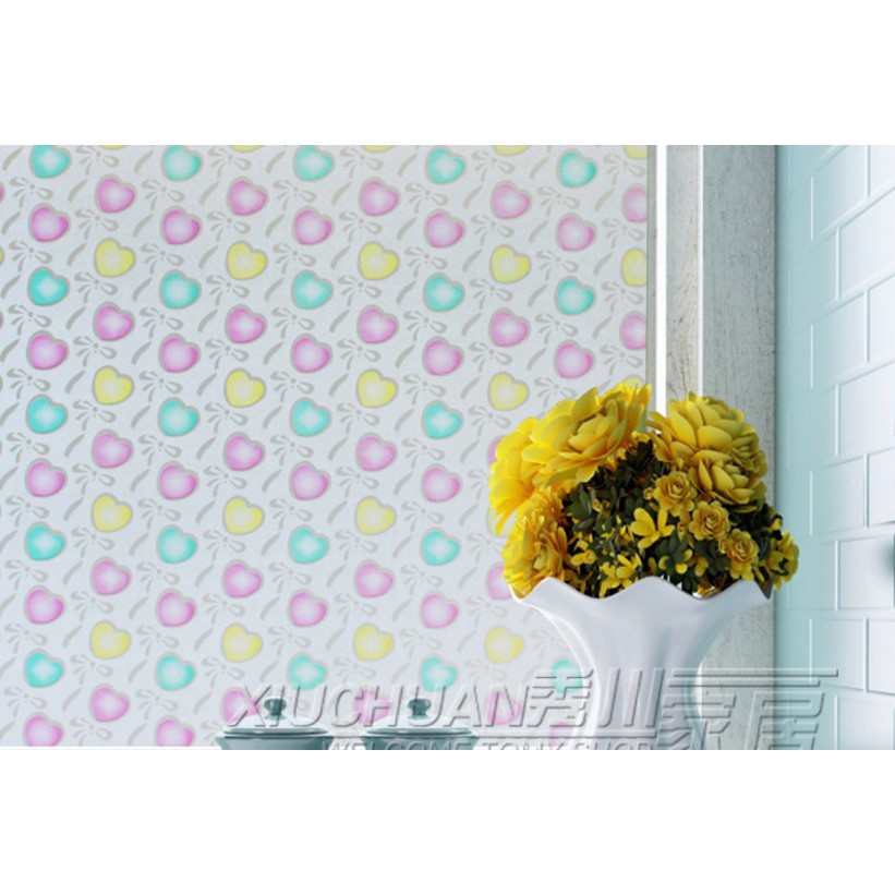 Decal giấy dán kính trái tim xinh khổ rộng 0.45m