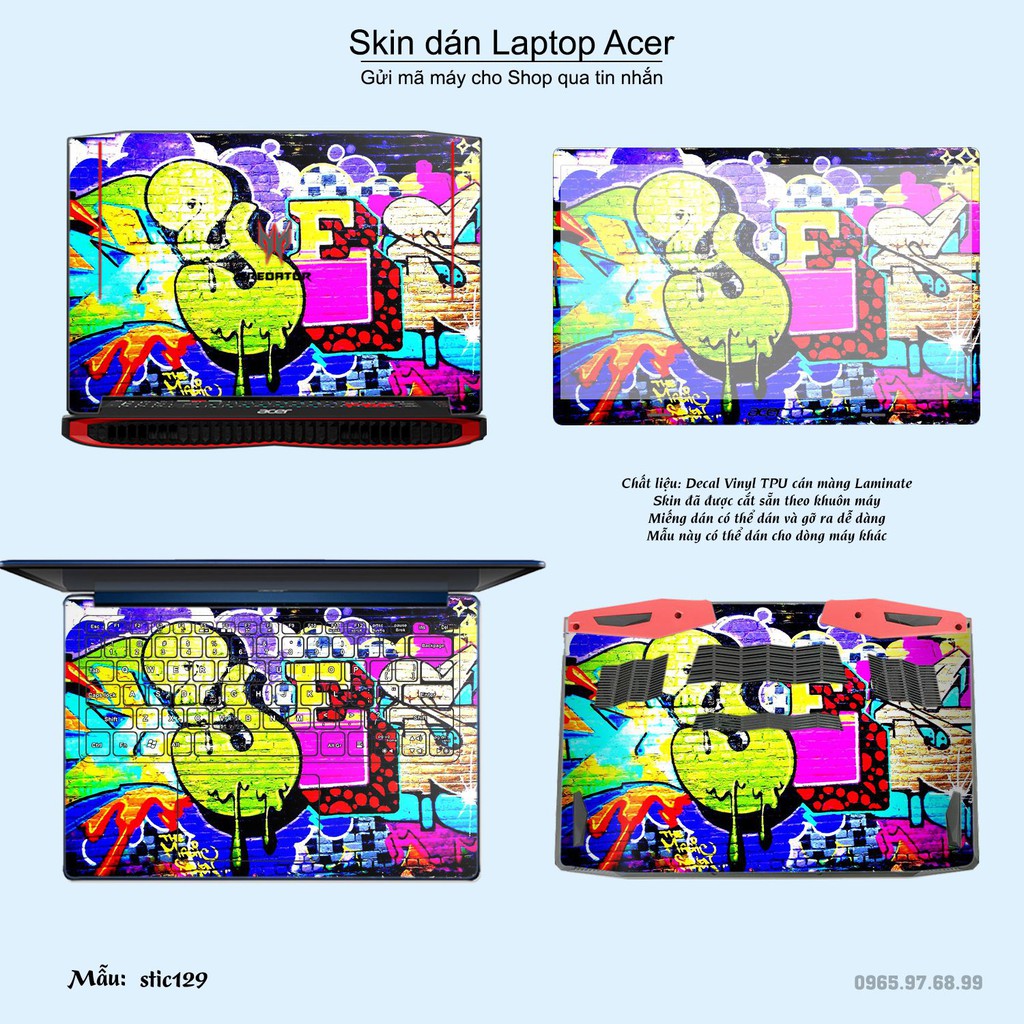 Skin dán Laptop Acer in hình Hoa văn sticker _nhiều mẫu 21 (inbox mã máy cho Shop)