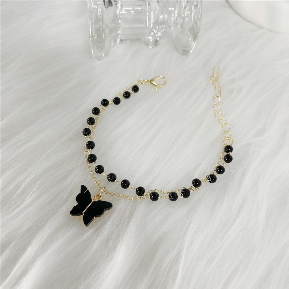 Dây Chuyền/ Vòng Tay/Vòng Tay Hình Bướm Màu Đen Phong Cách Hàn Quốc Cổ Điển Thời Trang Cho Nữ