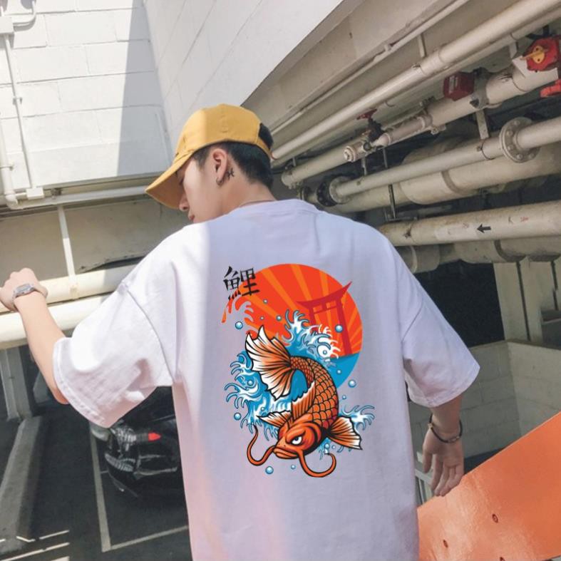 FREESHIP EXTRA Áo thun nam nữ form rộng tay lỡ Cá Chép Vượt Vũ Môn dáng unisex oversize- Áo phông basic UNISEX Tay Lỡ