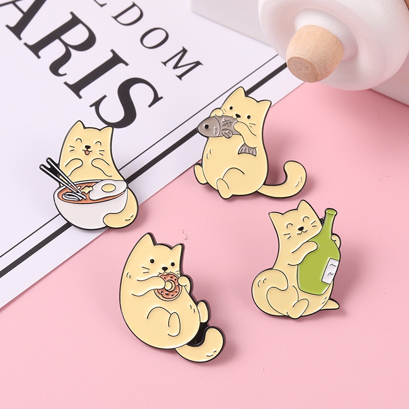 Ghim Cài Áo Hình Mèo/Cá/Bánh Donut/Cá Hoạt Hình Đáng Yêu Cho Nữ