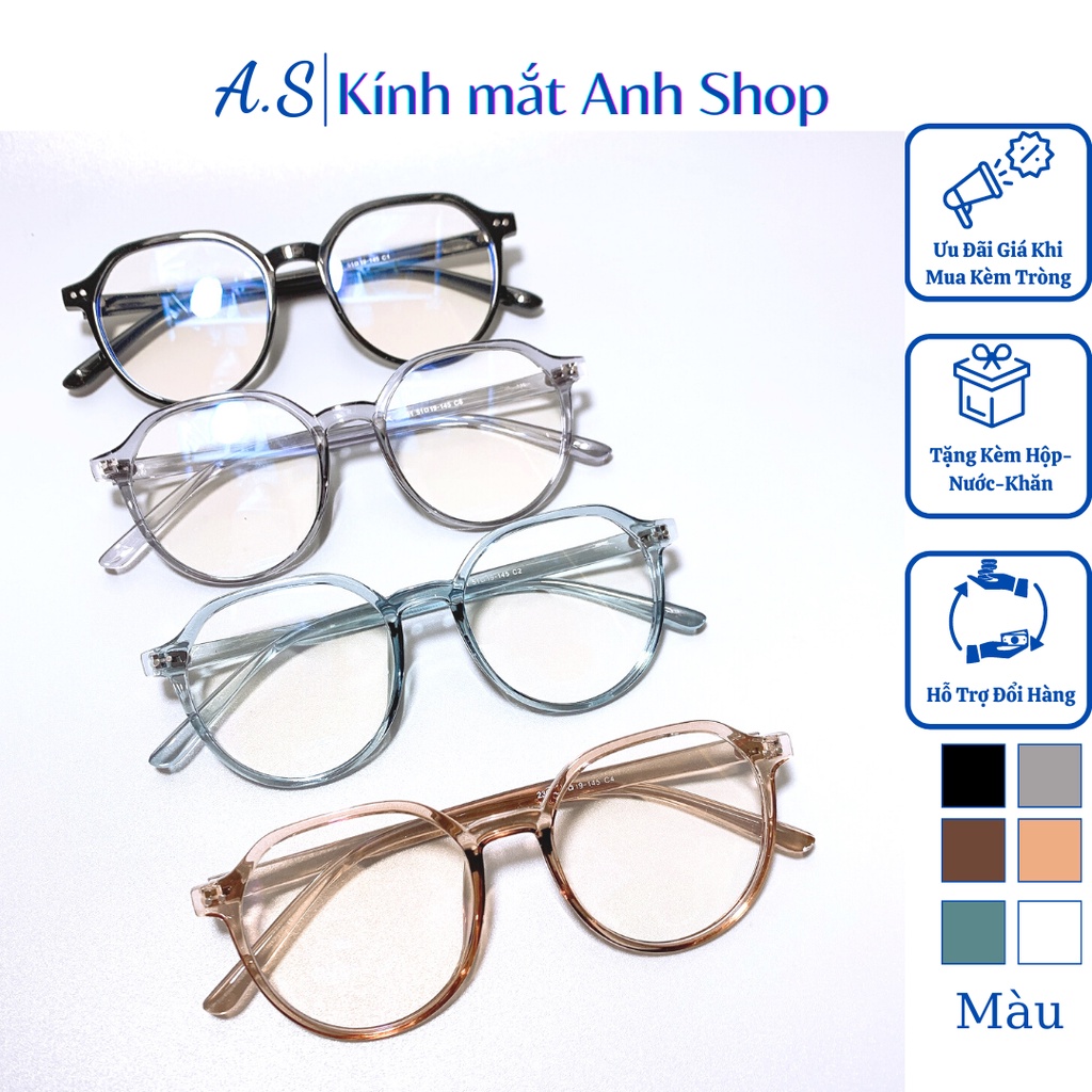 Gọng kính tròn lục giác nam nữ chất liệu nhựa dẻo 2361