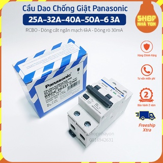 Cầu dao chống giật Panasonic RCBO Áptomat chống giật an toàn điện 25A, 32A,40A, 50A,63A, dòng rò 30mmA