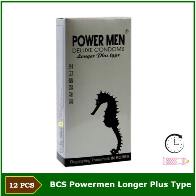 [Combo 3 Hộp] Bao Cao Su Power Men Longer Plus Type Siêu Mỏng (Hộp 12cái). Bcs Kéo Dài Thời Gian Yêu+Tặng Gel Bôi Trơn