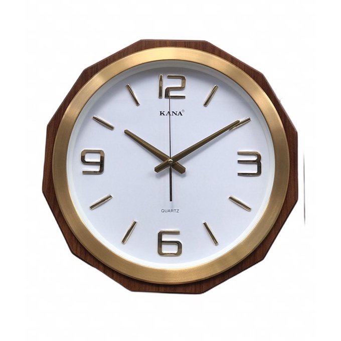 đồng hồ gỗ treo tường hình đa giá kn-s40v, size 41cm