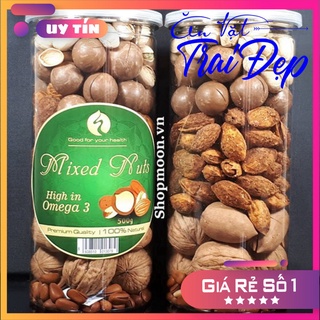 Xả kho hạt dinh dưỡng mix 4 loại : hạt dẻ - hạnh nhân - macca - hạt điều pet 500g - trai đẹp snack