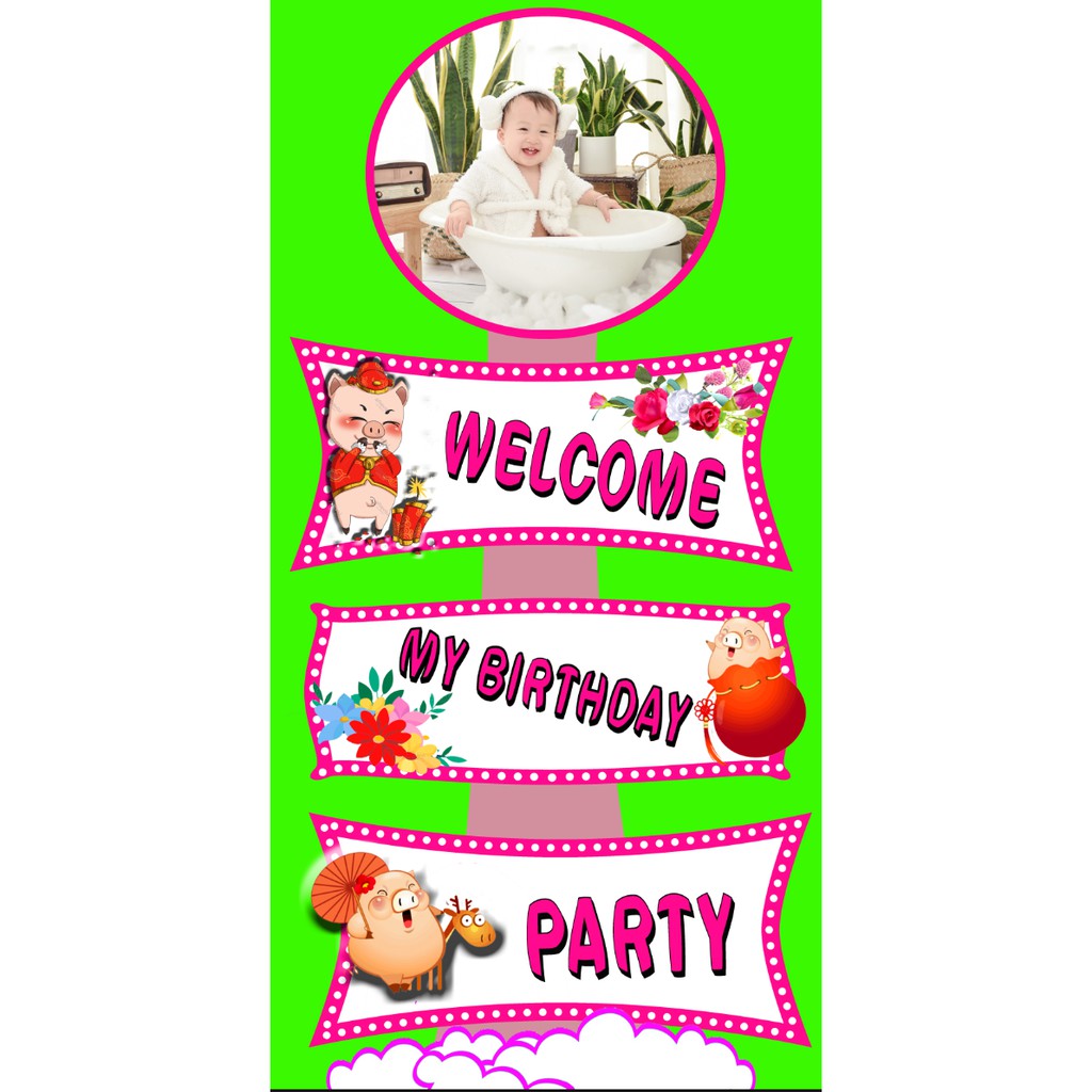 Cây welcome trang trí sinh nhật có hình bé