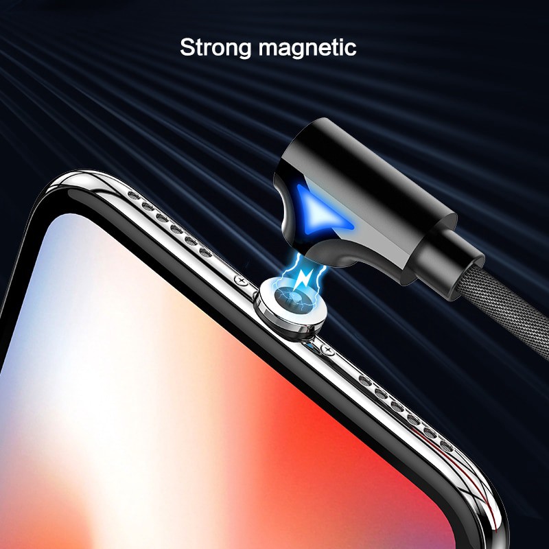 Dây cáp sạc và truyền dữ liệu FLOVEME micro USB thiết kế từ tính góc vuông 90 độ có đèn LED dài 1m tiện dụng