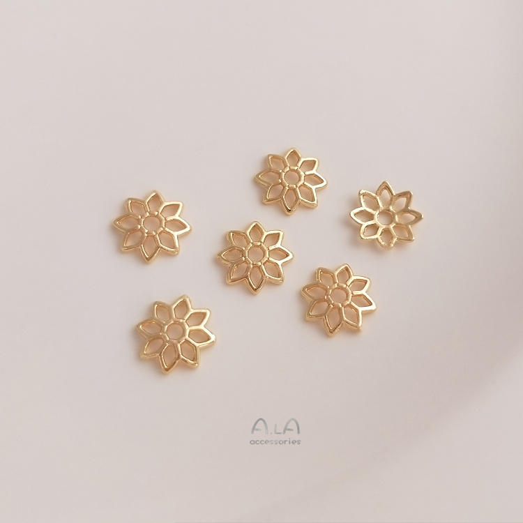 Set 10 Hạt Rỗng Nhỏ Hoa Cúc / Ngôi Sao / Hoa Cúc Rỗng 14k